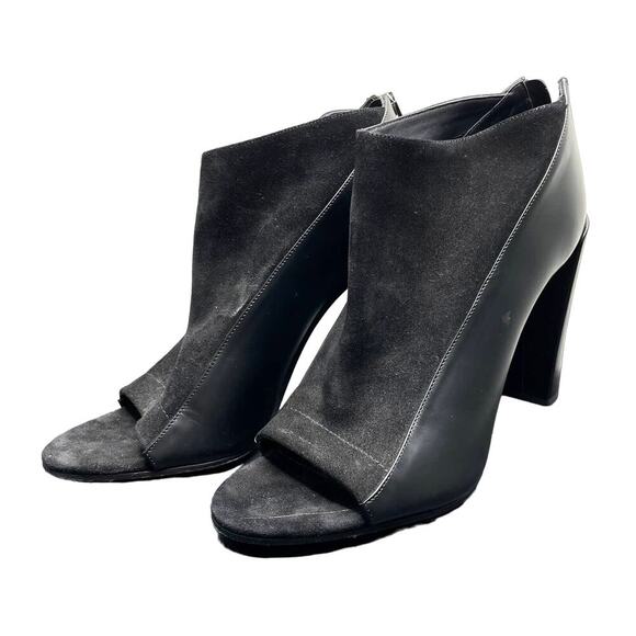 VINCE Black Boyard Two Tone Peep Toe Ankle Boots US 10 - Picture 1 of 10